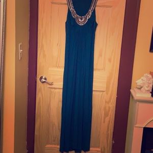Blue maxi dress with a mosaic collar size L